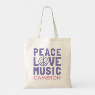 Peace Love Music Tote Bag