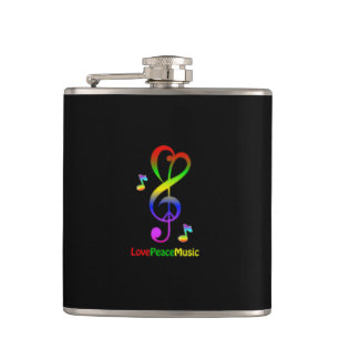 Peace Love & Music Vinyl Wrapped Flask
