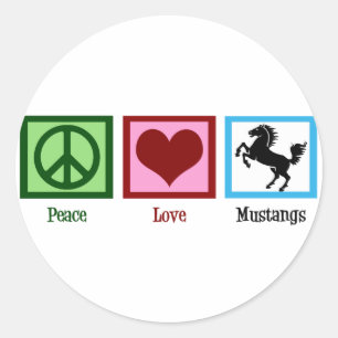 Peace Love Mustangs Classic Round Sticker