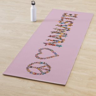 Peace Love Namaste Butterflies - Pink Meditation Yoga Mat