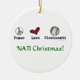 Peace Love NATI (Cincinnati) Christmas Ornament