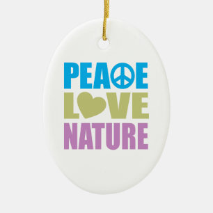 Peace Love Nature Ceramic Tree Decoration