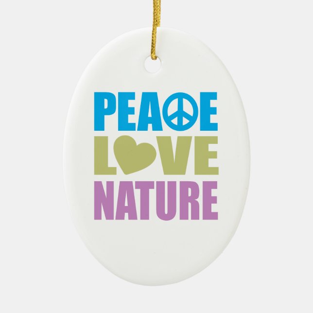 Peace Love Nature Ceramic Tree Decoration (Front)