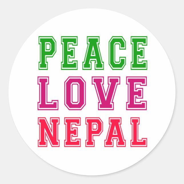 Peace Love Nepal Classic Round Sticker (Front)