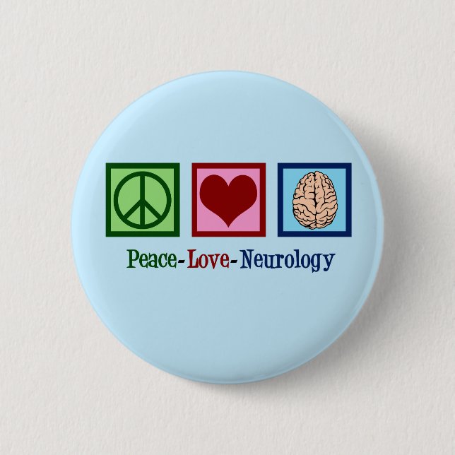 Peace Love Neurology - Neurologist 6 Cm Round Badge (Front)