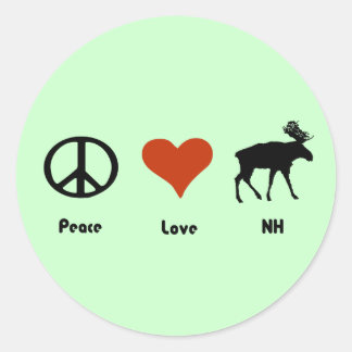 Peace Love New Hampshire Classic Round Sticker