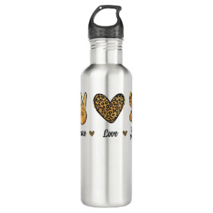 Peace Love New Jersey Leopard Flag Map Souvenirs M 710 Ml Water Bottle