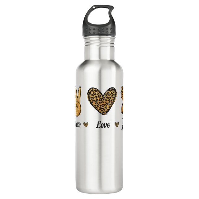 Peace Love New Jersey Leopard Flag Map Souvenirs M 710 Ml Water Bottle (Front)