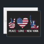 Peace Love New York Postcard<br><div class="desc">Peace sign,  heart,  and Statue of Liberty with US flag look. Perfect for NYC and USA fans. Show your love for the city that never sleeps. A great gift for city and America lovers.</div>