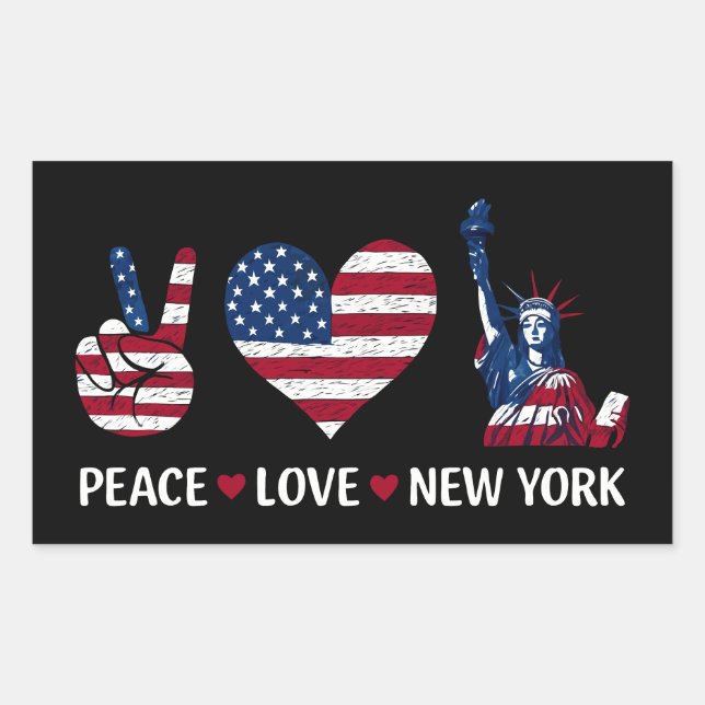 Peace Love New York Rectangular Sticker (Front)