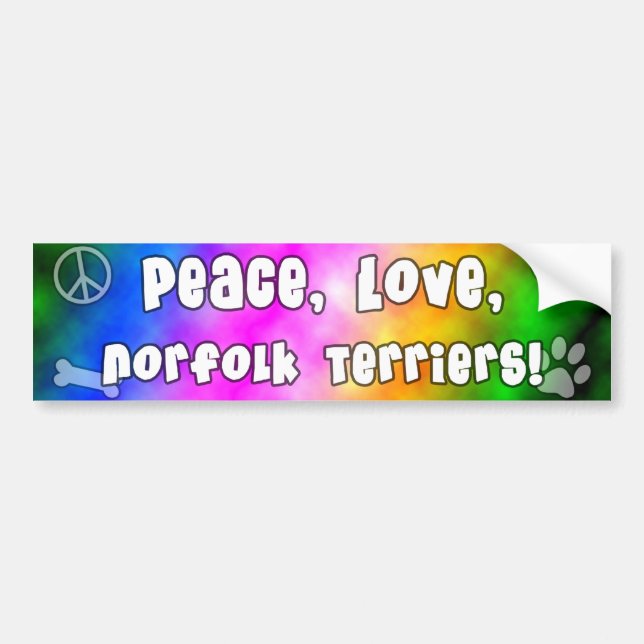 Peace Love Norfolk Terriers Bumper Sticker (Front)