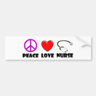 Peace Love Nurse Bumper Sticker