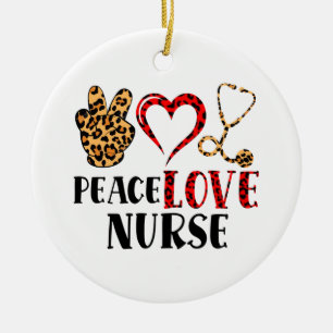 Peace Love Nurse – Cute Nurse Design (2) Ceramic Tree Decoration