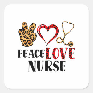 Peace Love Nurse – Cute Nurse Design (2) Square Sticker