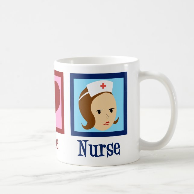 Peace Love Nurse Cute Nursing Coffee Mug (Right)
