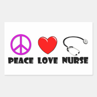 Peace Love Nurse Rectangular Sticker