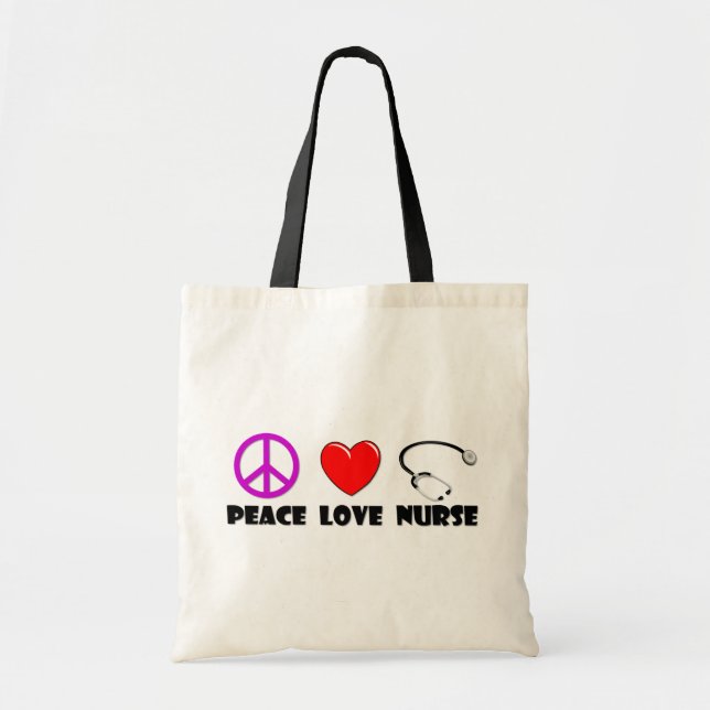 Peace Love Nurse Tote Bag (Front)