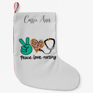 Peace Love Nursing Personalised Small Christmas Stocking