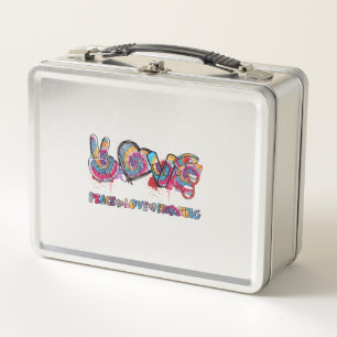 Peace Love Nursing Stethoscope Cute Nurse Tie Dye Metal Lunch Box