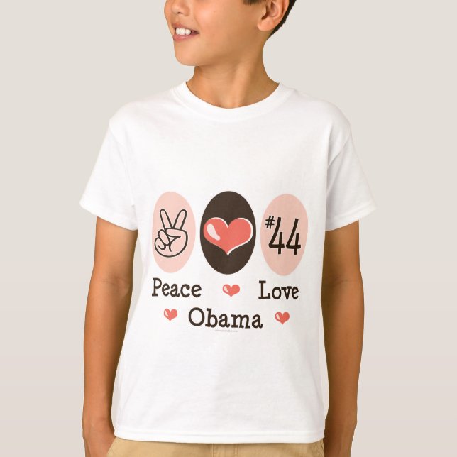 Peace Love Obama 44 Kids T shirt (Front)