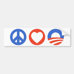 Peace Love Obama Bumper Sticker