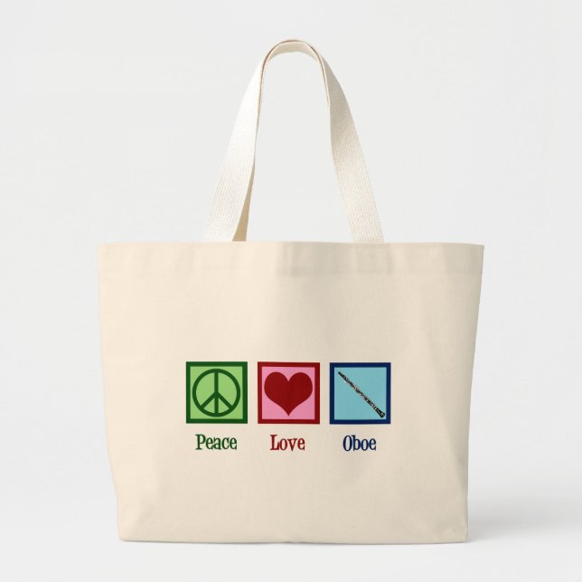 Peace Love Oboe Large Tote Bag (Front)