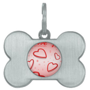 Peace Love Office Party Thanks Pattern Colourful Pet Name Tag