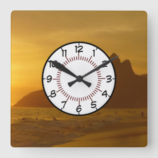 Peace Love Office Party Thanks Pattern Colourful Square Wall Clock