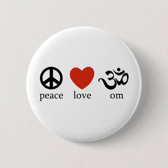 Peace Love Om 6 Cm Round Badge (Front)