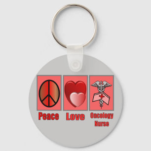 Peace Love ONCOLOGY Nurse Key Ring