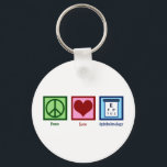 Peace Love Ophthalmology Key Ring<br><div class="desc">Peace Love Ophthalmology. A cool ophthalmologist gift for an eye doctor of osteopathic medicine for vision.</div>