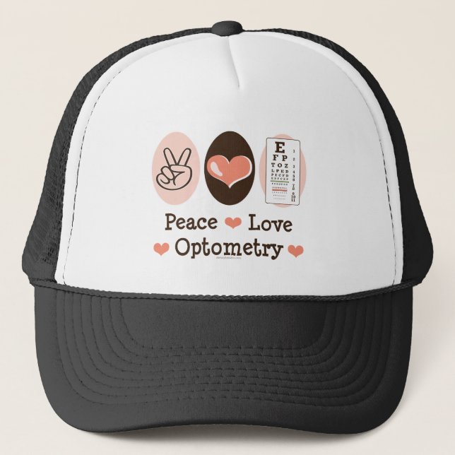 Peace Love Optometry Optometrist Hat (Front)