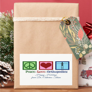 Peace Love Orthopaedics Personalised Christmas Rectangular Sticker