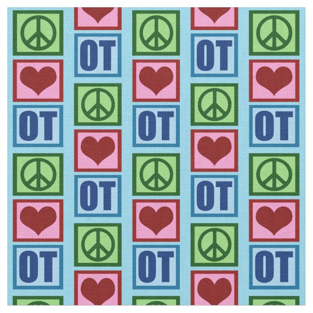 Peace Love OT Cute Occupational Therapy Pattern Fabric (Close Up)