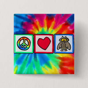 Peace, Love, Owls 15 Cm Square Badge