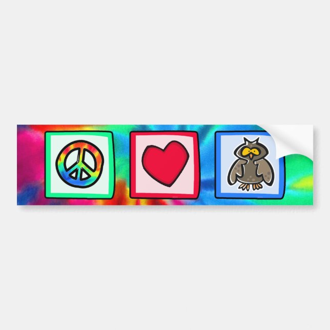 Peace, Love, Owls Bumper Sticker (Front)