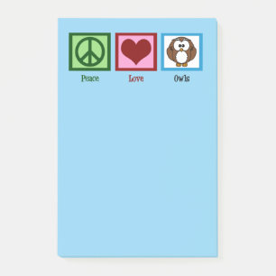 Peace Love Owls - Cute Owl Post-it Notes