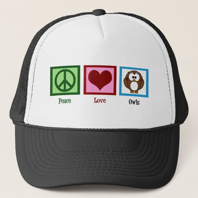 Peace Love Owls Trucker Hat (Front)