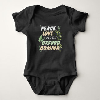 Peace Love Oxford Comma English Grammar Humour Baby Bodysuit