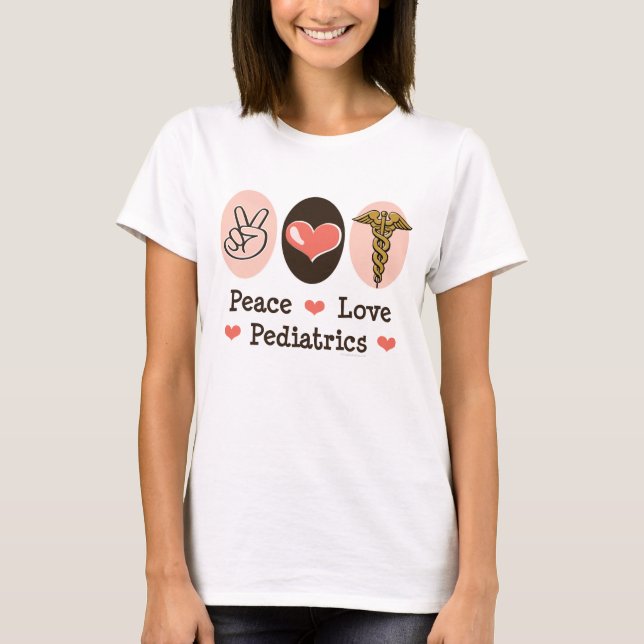 Peace Love Paediatrics Paediatrician Ringer Tee (Front)