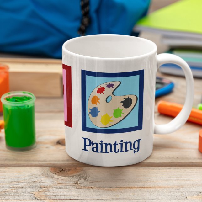 Peace Love Painting Cute Artist Paint Palette Coffee Mug (Creator Uploaded)