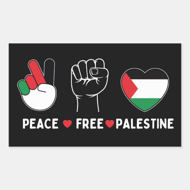 peace love palestine -freedom for palestinians rectangular sticker (Front)