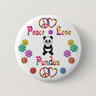 PEACE LOVE PANDAS 6 CM ROUND BADGE