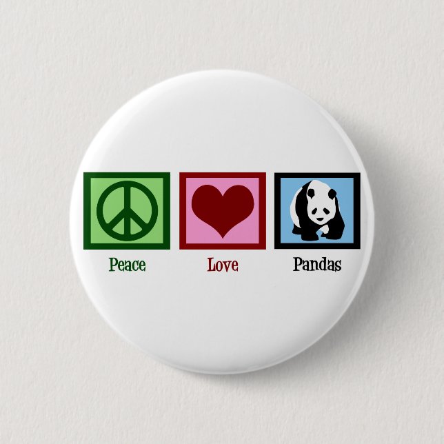 Peace Love Pandas 6 Cm Round Badge (Front)