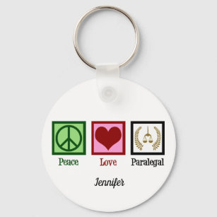 Peace Love Paralegal Cute Custom Key Ring
