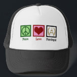 Peace Love Paralegal Trucker Hat<br><div class="desc">Peace Love Paralegal. If you appreciate doing legal work in a law office for a lawyer or attorney,  you will love this cute paralegal gift.</div>