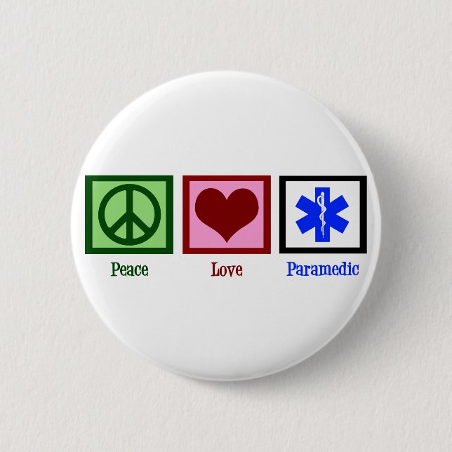 Peace Love Paramedic 6 Cm Round Badge (Front)
