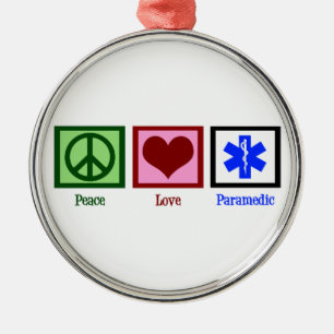 Peace Love Paramedic Metal Tree Decoration
