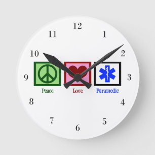 Peace Love Paramedic Round Clock