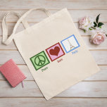 Peace Love Paris Tote Bag<br><div class="desc">This pretty Parisian gift is perfect for someone who loves to visit the Eiffel tower in France. Europe is so beautiful. Peace Love Paris makes a cute present.</div>